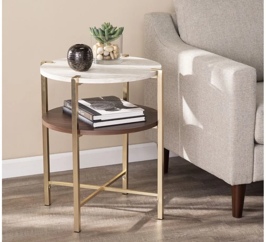 SEI Furniture Hornsby Round End Table in Brass by SEI Furniture